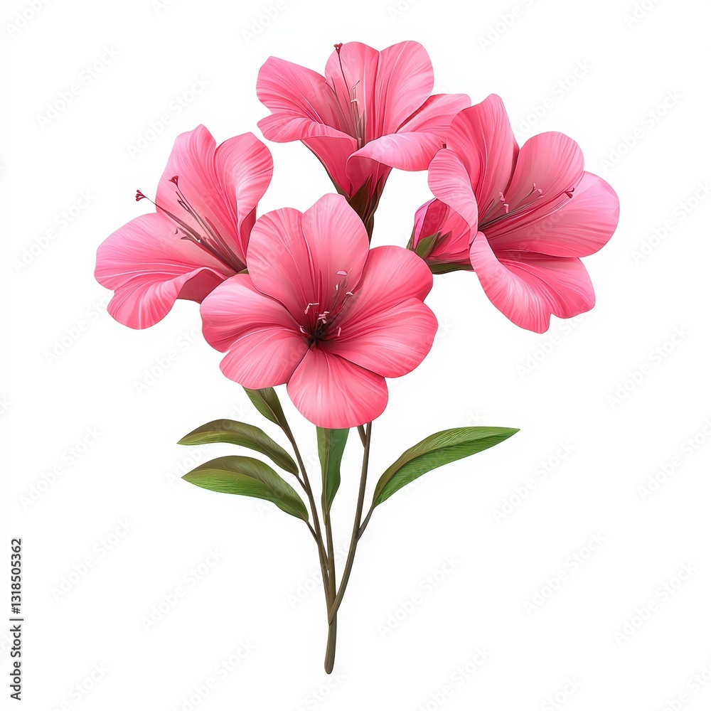 Obraz premium Bouquet of bright pink flowers isolated on clear white background