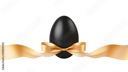 Wallpaper Mural black egg with gold ribbon isolated on white background Torontodigital.ca