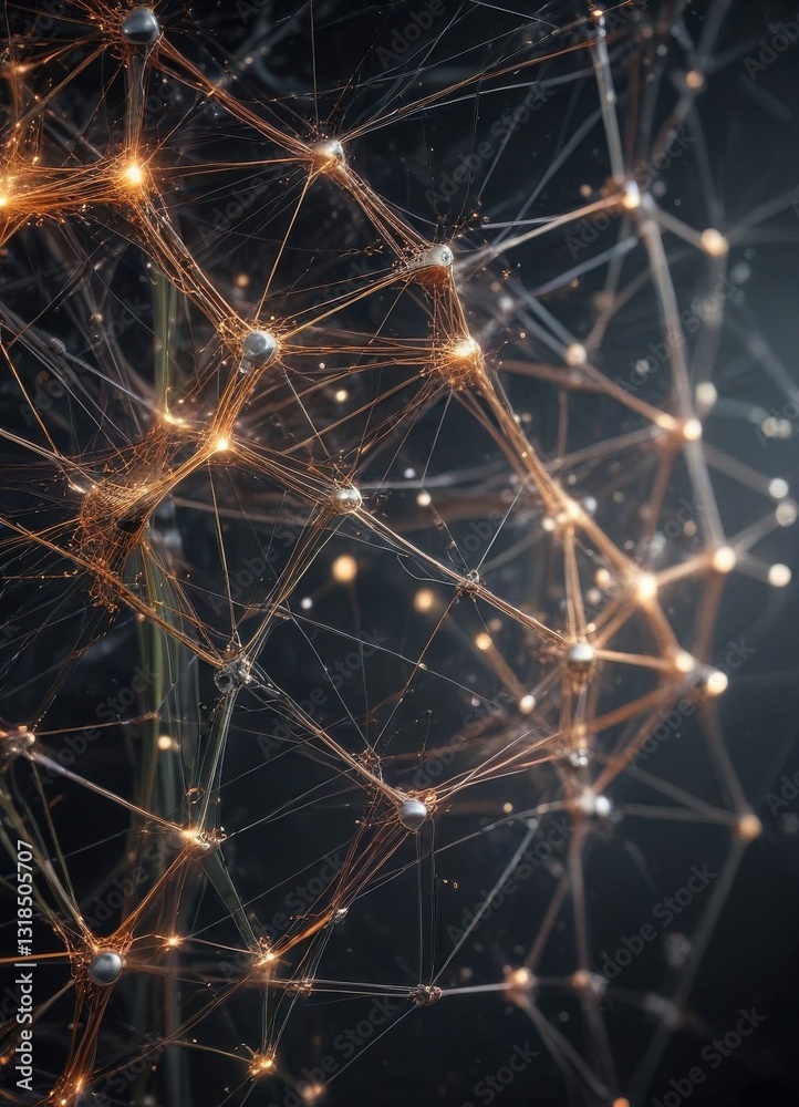 Obraz premium intricate network of particles and lines forming a dynamic mesh design, geometric, design, particle