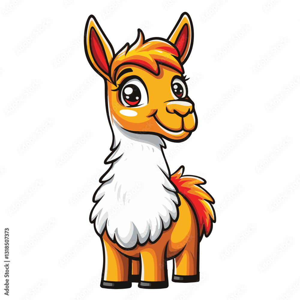 Obraz premium Llama cartoon vector illustration 