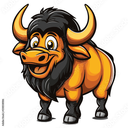 Bison cartoon vector illustration 