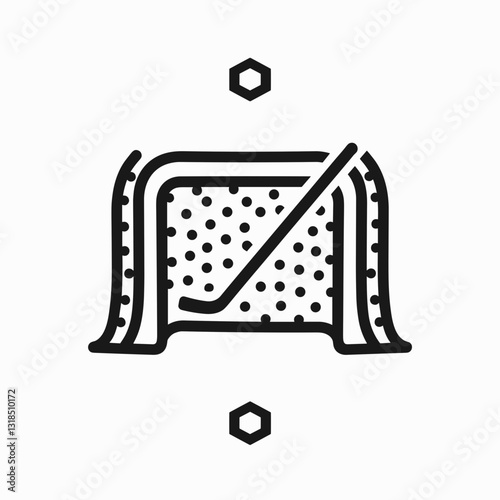 Hockey goal illustration in minimalistic design with black and white colors