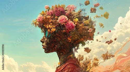 Floral Mind: A Surreal Portrait of Nature and Womanhood