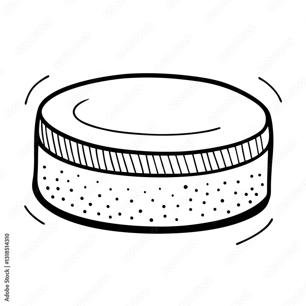 Hand Drawn Hockey Puck Illustration with Minimalist Design Hand Drawn Hockey Puck Illustration with Minimalist Design