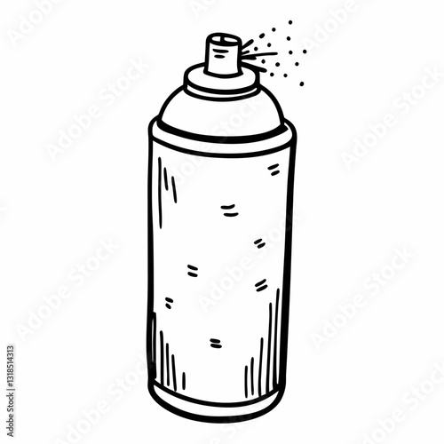 Monochrome Spray Can Illustration with Doodle Style for DIY and Art Projects