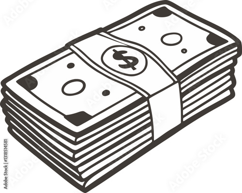 Hand Drawn Stack of Cash  Illustration for Economic and Financial Graphics