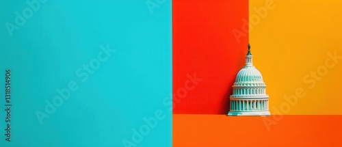 Wallpaper Mural Vibrant blue and orange backdrop showcasing a decorative teal object Torontodigital.ca