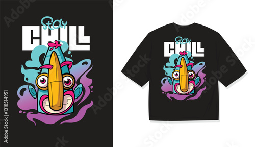 Chill and Relaxed Graphic Tee Artwork Minimalist Calm T-Shirt Design Trendy Casual Wear Illustration for T-Shirts Soft Aesthetic T-Shirt Design with Cozy Vibes