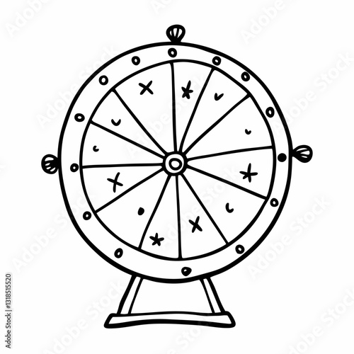 Hand Drawn Game Wheel Illustration for Luck and Fun Concepts