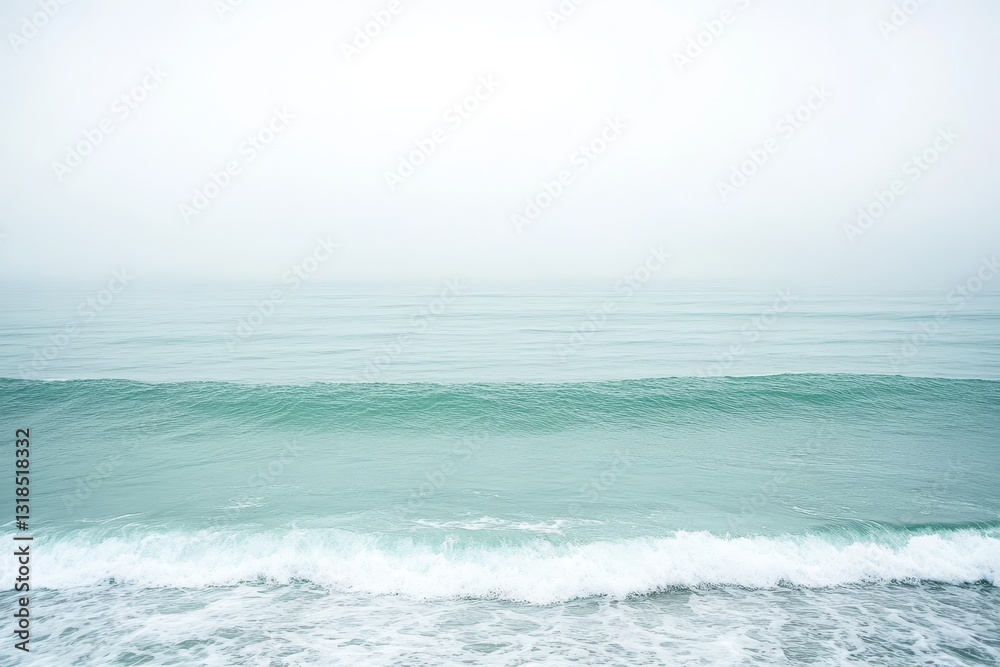 Serene Minimalist Ocean View Under Misty Sky at Dawn