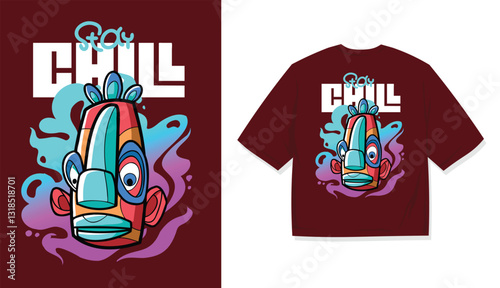 Chill and Relaxed Graphic Tee Artwork Minimalist Calm T-Shirt Design Trendy Casual Wear Illustration for T-Shirts Soft Aesthetic T-Shirt Design with Cozy Vibes