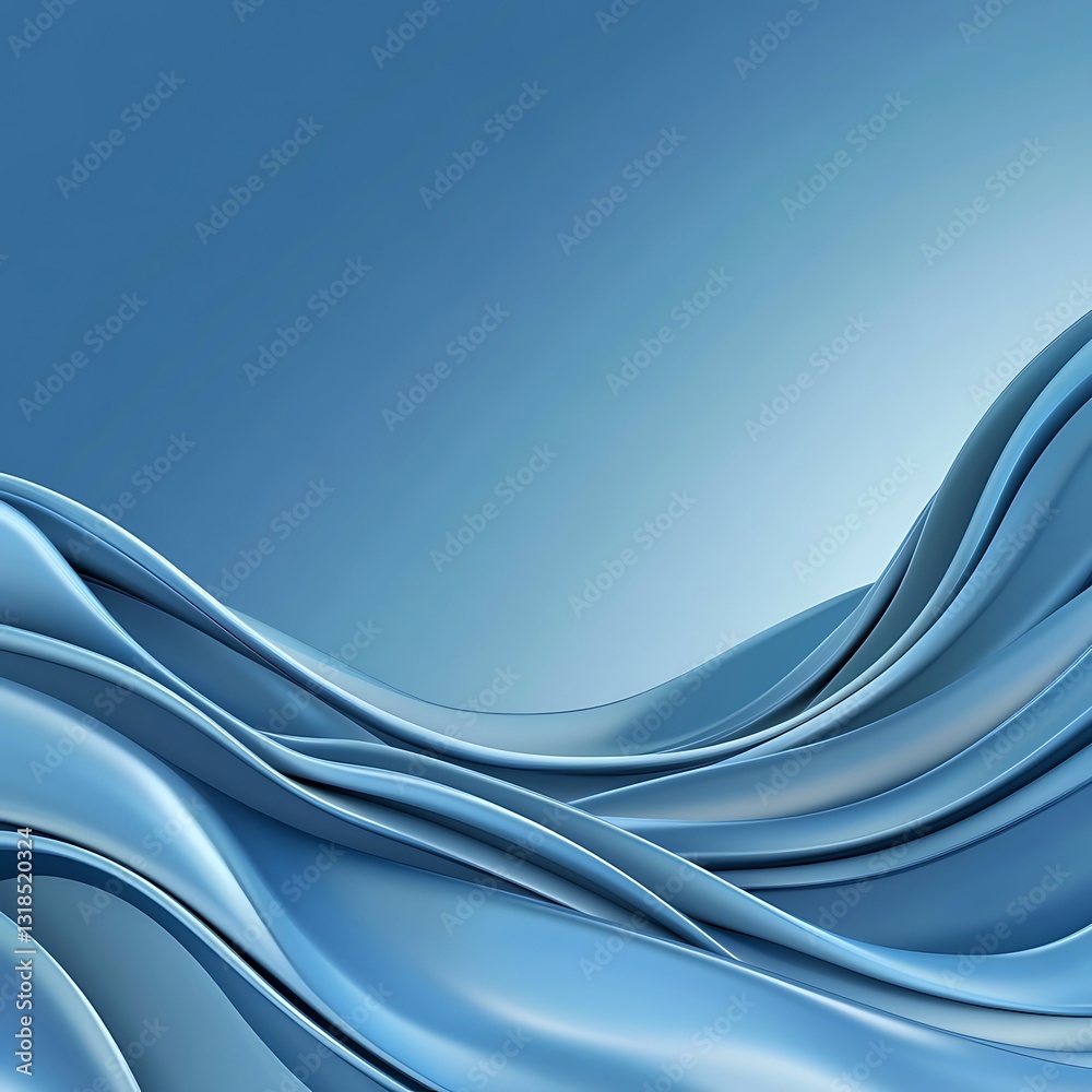 Obraz premium Serene Blue Waves Abstract Design with Fluid Shapes and Soft Curves for Background or Art Projects