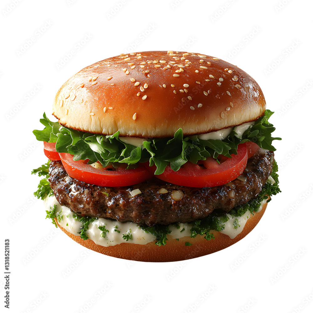 Garlic Butter Burger Isolated on Transparent Background Garlic Butter Burger Isolated on Transparent Background
