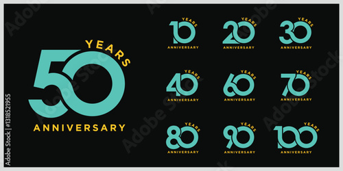 Collection of anniversary logo design. Celebration day special vector symbol concept