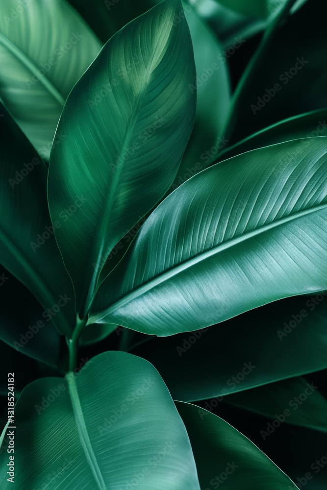 Obraz premium Lush green leaves with smooth textures create vibrant natural backdrop