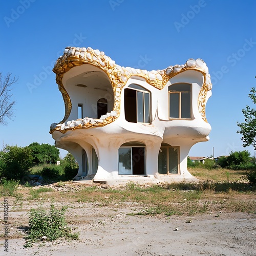 Unique Modern Architecture with Organic Shapes and Curved Lines in Bright Daylight Environment