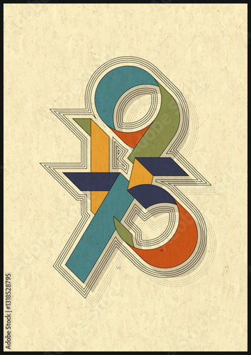 1975 Vintage Style Poster from the Seventies, 70s Colors and Shapes
