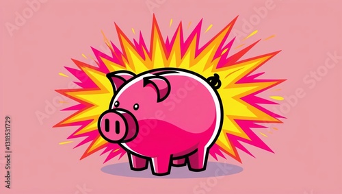 Financial Stress Relief A bursting piggy bank symbolizes the overwhelming pressure of debt and the urgent need for loan relief, offering a visual metaphor for financial freedom. photo