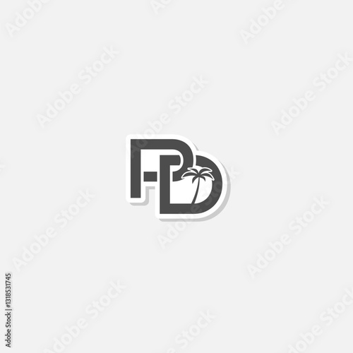 Initial PD Letter Logo sticker isolated on gray background