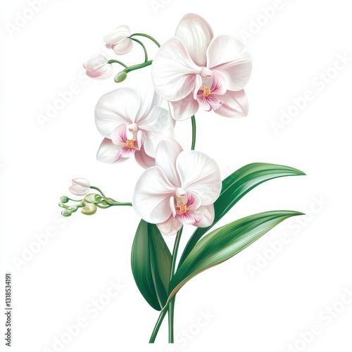 orchid graphic, graphic design, elegant, simple, orchid print, white background, 