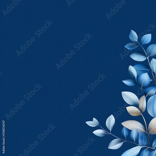 Elegant foliage design on deep blue background, perfect for modern decor and artistic projects