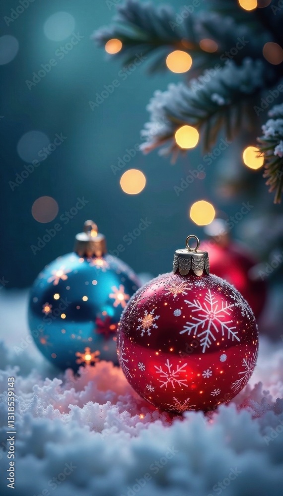 Sparkly Ball Ornaments with Snowflakes, Winter Wonderland, Snowflakes, Holiday Ball Sparkly Ball Ornaments with Snowflakes, Winter Wonderland, Snowflakes, Holiday Ball
