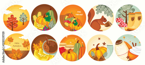 Pumpkin spice set vector
