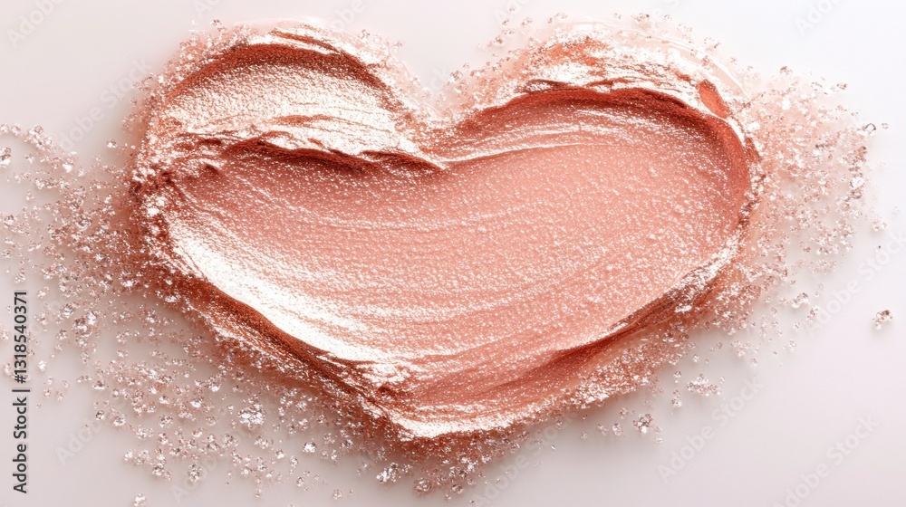 Fototapeta premium Heart-shaped blush smear on white background