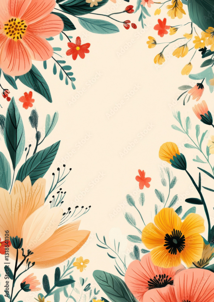 a mother's day card with a floral theme and blank space. a mother's day card with a floral theme and blank space.