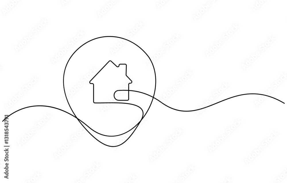 One continuous line drawing of house building Symbol home architecture and development property project One continuous line drawing of house building Symbol home architecture and development property project