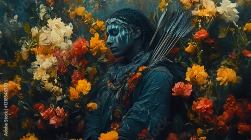 Mystical Woman in Flowers: A Surreal Portrait
