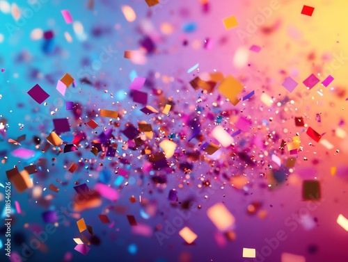 Confetti Particle Explosion in Gradient Rainbow Colors with Dynamic Motion Blur Effect