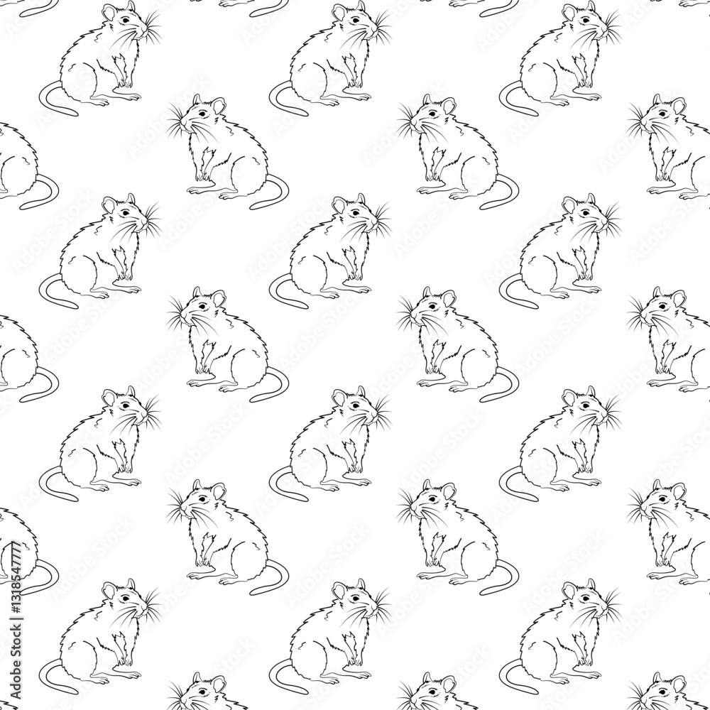 Obraz premium rat doodle line art seamless pattern