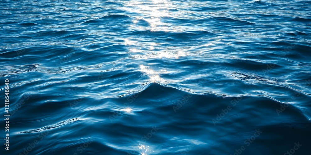 Fototapeta premium Calm Blue Ocean Water with Sunlight Reflections and Gentle Waves