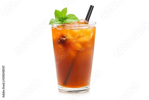 Ultra Hd Image of Fresh Tea Drink,Thai Iced Tea Isolated on a White Background