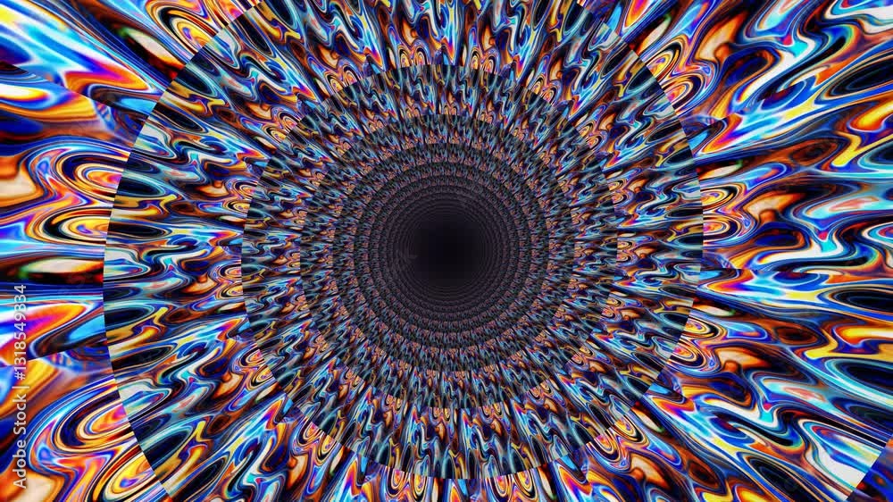 abstract lights in an infinite depth spiral descending effect animation, optical illusion