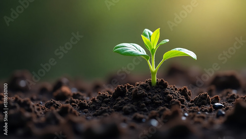 Green seedling illustrating concept of new life and beginning to grow Generated by AI