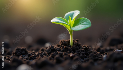 Green seedling illustrating concept of new life and beginning to grow Generated by AI
