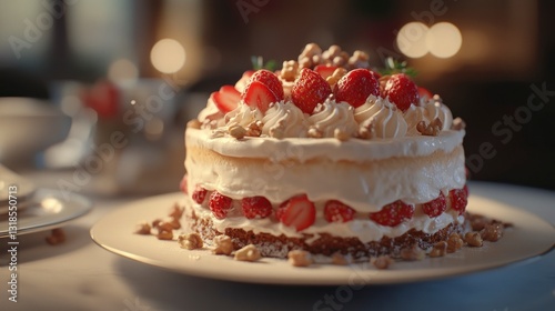 Wallpaper Mural Delicious Strawberry Shortcake Dessert with Whipped Cream and Nut Topping Torontodigital.ca