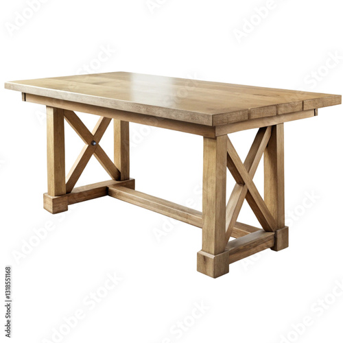 Farmhouse Table Isolated on White Background
