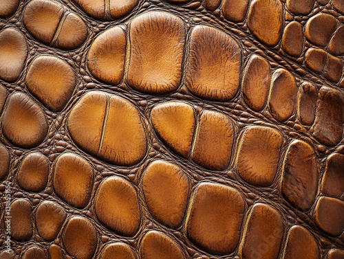 Crocodile Leather Grain Pattern in Cognac Brown for Luxury Product Display Background