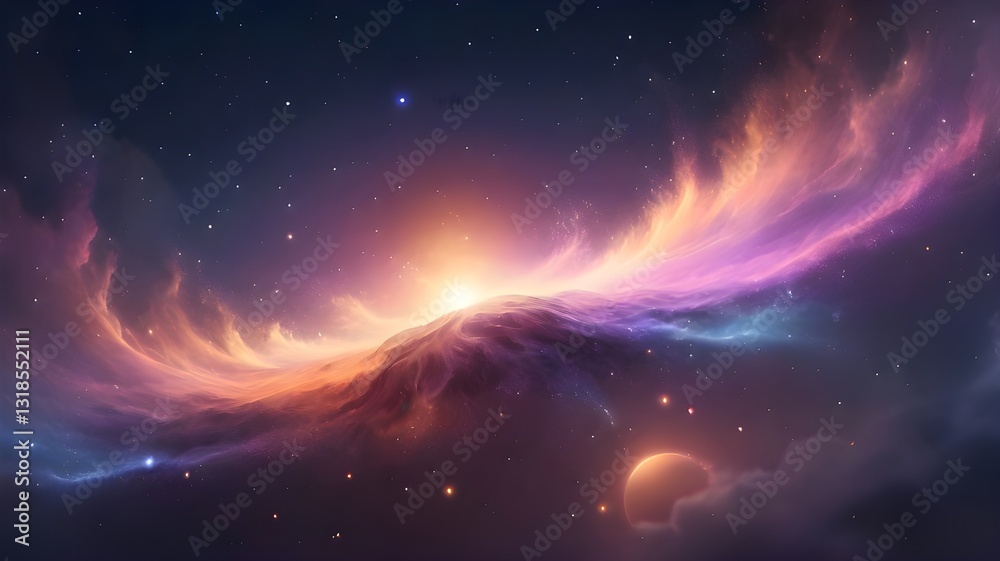 Cosmic Horizon: Surreal Galactic Landscape with Nebula Waves Cosmic Horizon: Surreal Galactic Landscape with Nebula Waves
