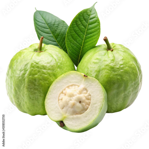 Fresh Guava Fruits Isolated on White Background
