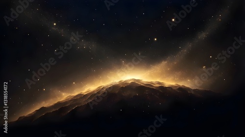 Golden Summit - Majestic Mountain Illuminated by Celestial Glow