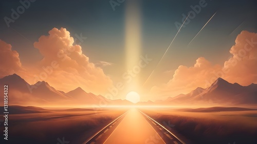 Ethereal Sunset Highway: A Road to Infinity