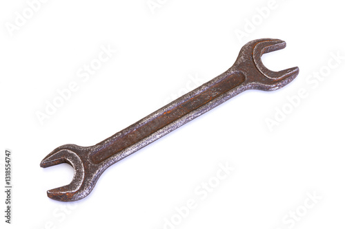 Used Tools. A worn and well used mole wrench. White background. No AI tools