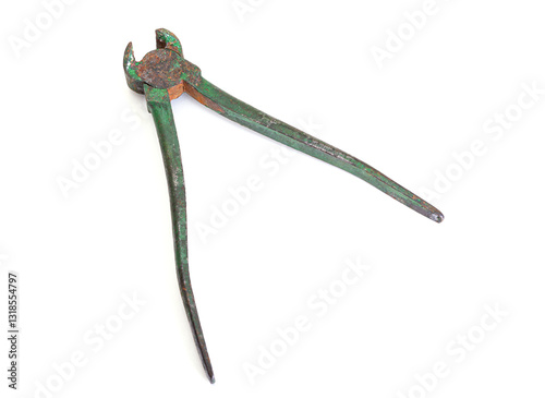 Used Tools. Old pliers and nippers. White background. No AI tools