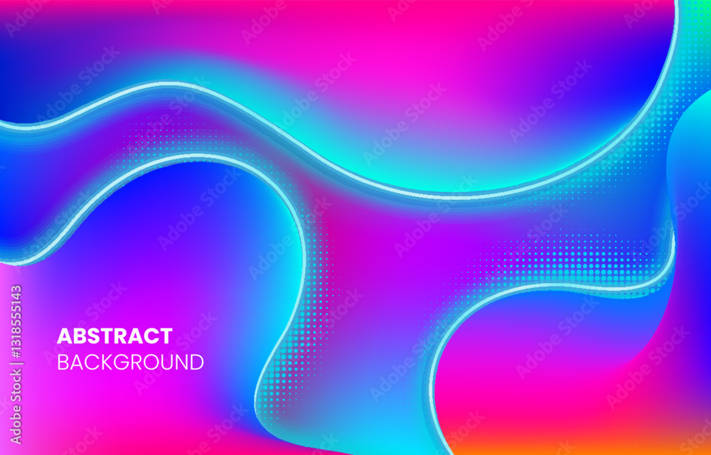 Abstract vector 3D flow glowing background with halftone elements. Stock vector illustration. Abstract vector 3D flow glowing background with halftone elements. Stock vector illustration.