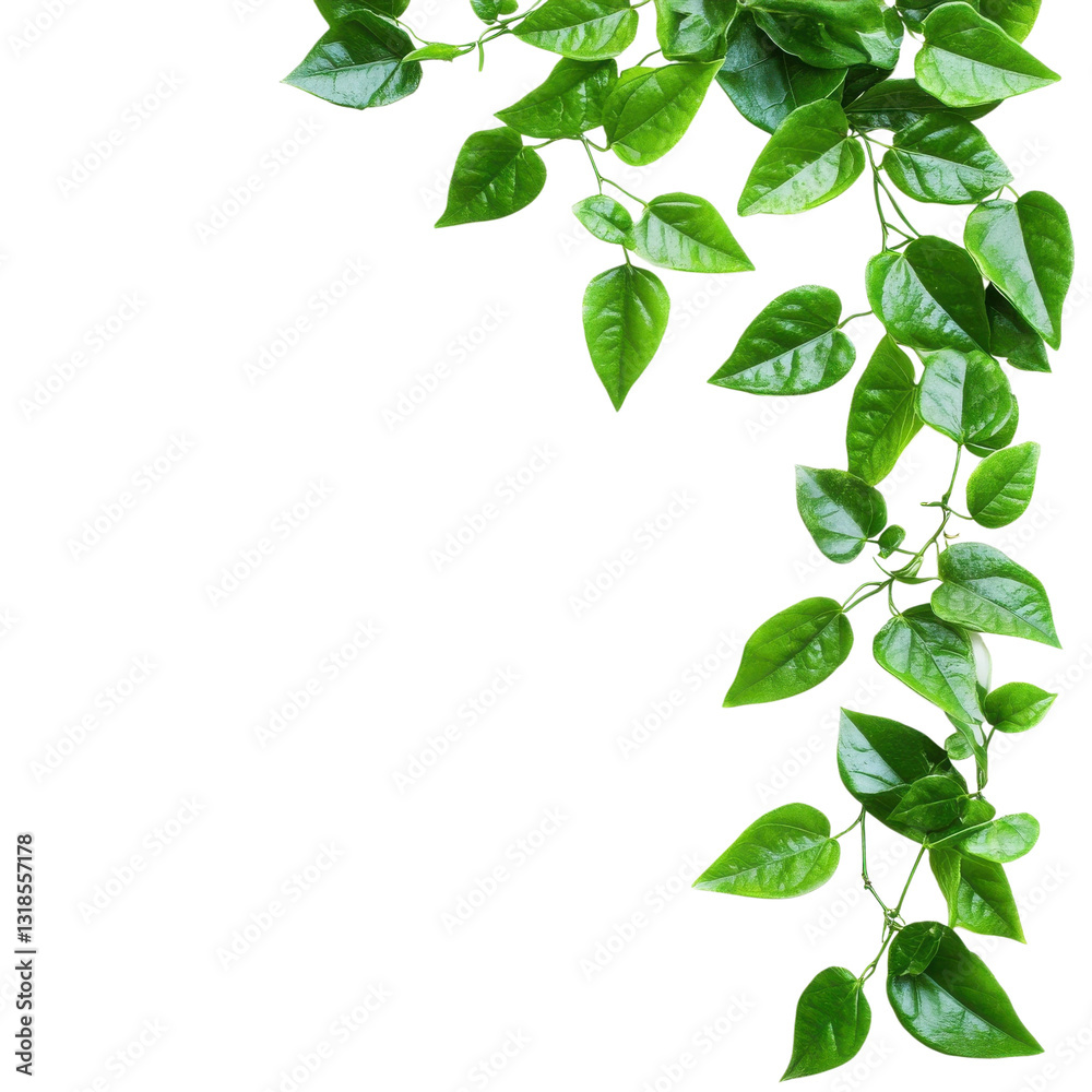 Obraz premium Green Leaf Border Nature Design on transparent Background.