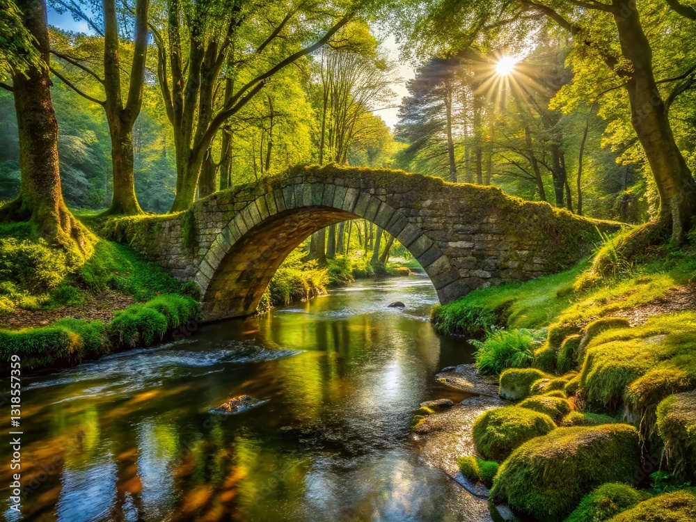 Rustic Old Stone Bridge, Scenic Countryside Landscape Photography Rustic Old Stone Bridge, Scenic Countryside Landscape Photography